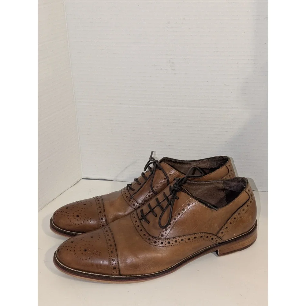 Johnston & Murphy Men's 10.5 Brown‎ Cap Toe Oxford Dress Shoes 20-8682 Leather